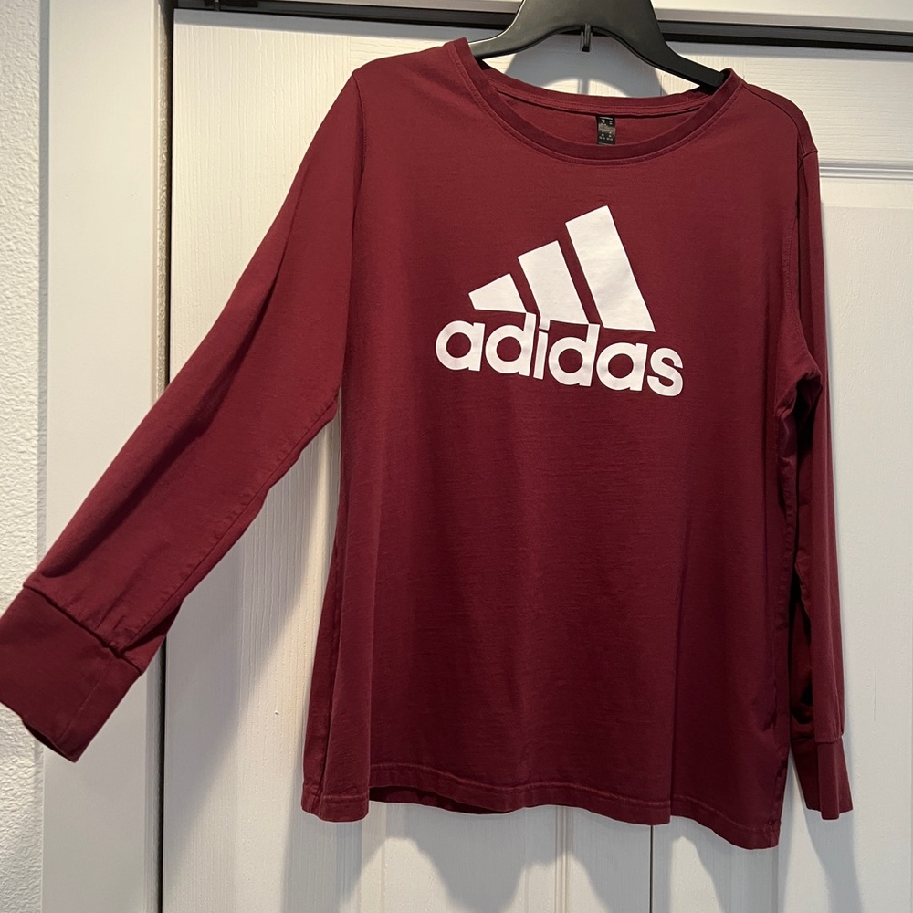 Adidas woman’s  Burgundy Long Sleeve Tee size 2x